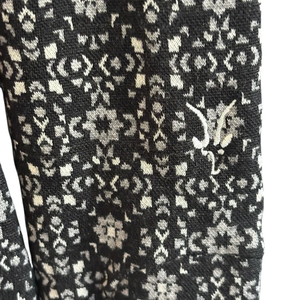 Ibex Full Zip Womens Sweater Gray Black Snowflakes Scandinavian Size Small